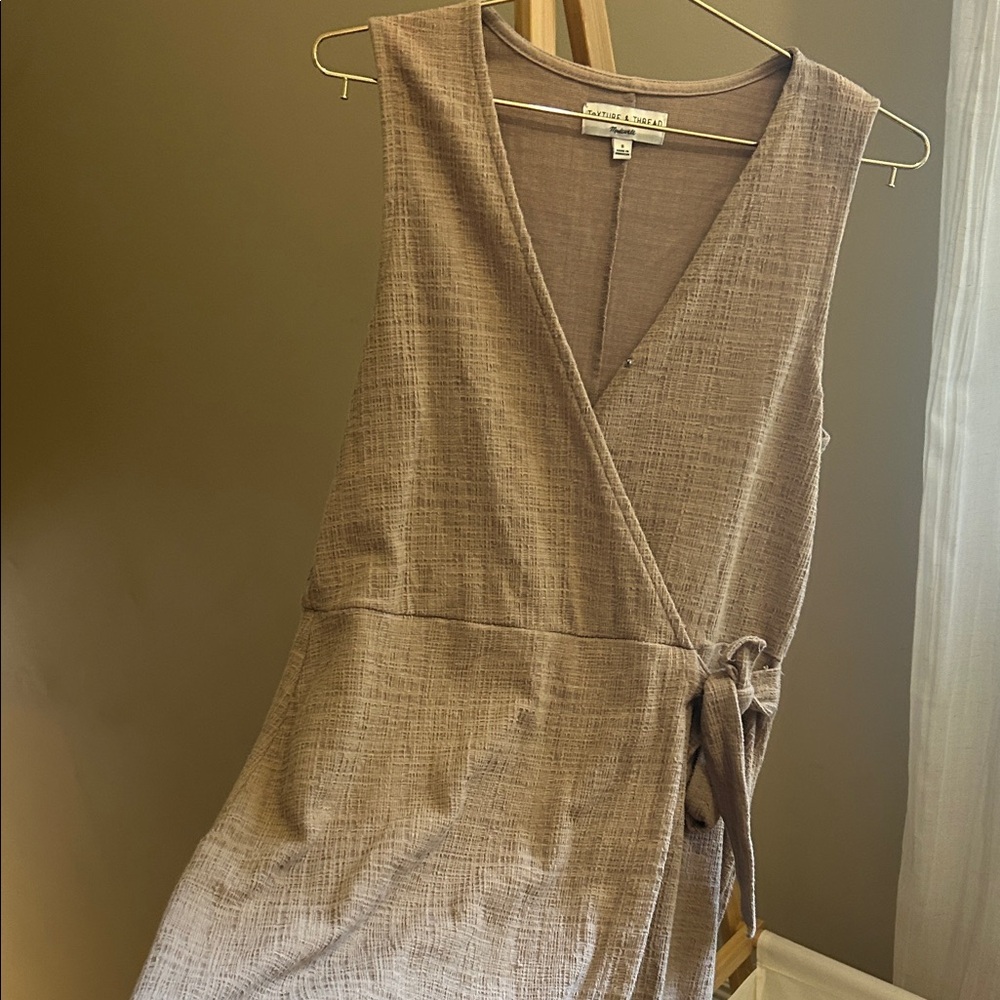 Madewell Tan Wrap Midi Dress